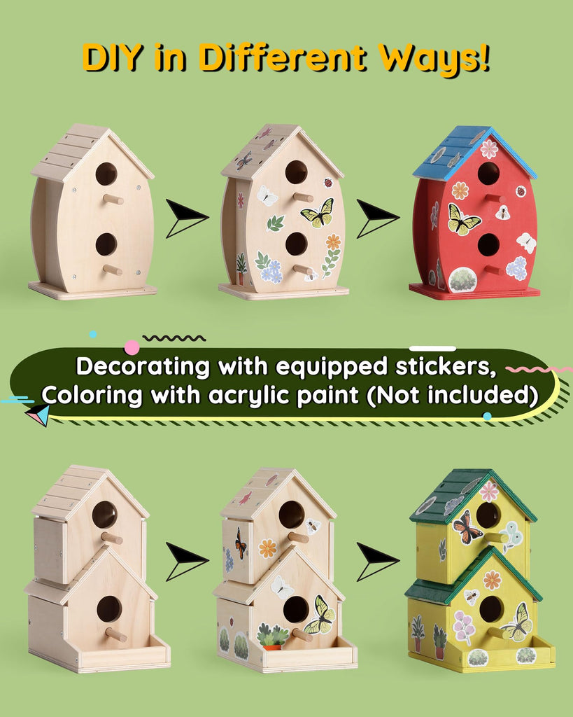 SainSmart Jr. Bird House Kit for Kids to Build and Paint Art Craft