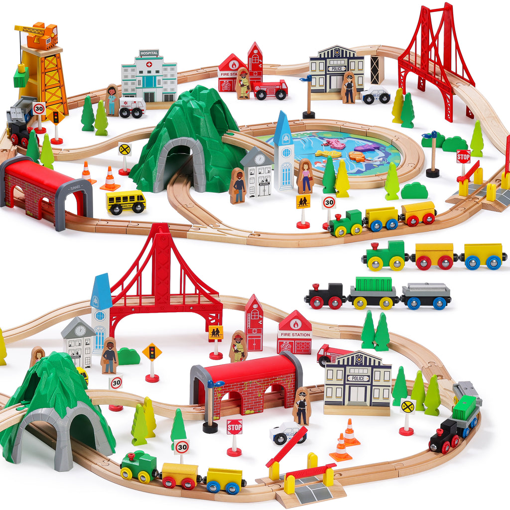 Bundle Train Set Multi-Themed Wooden Train Set | SainSmart Jr. Toys
