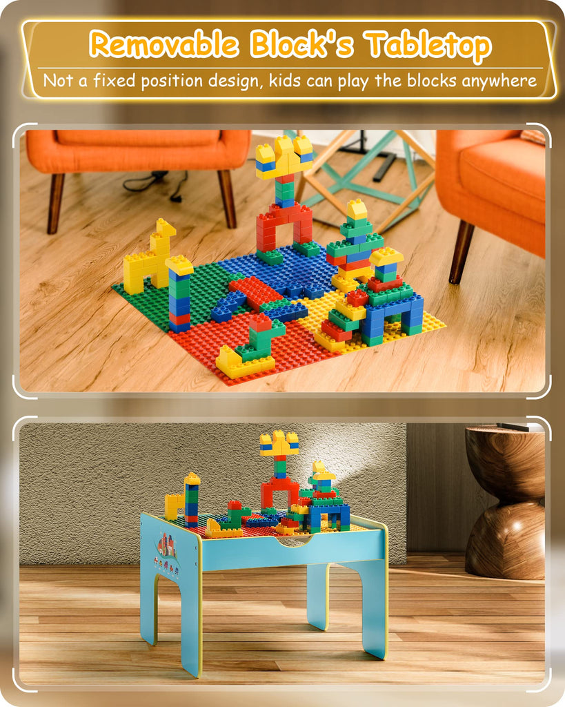 SainSmart Jr. Wooden Train Activity Table 116pcs, 3in1 Kids Playset