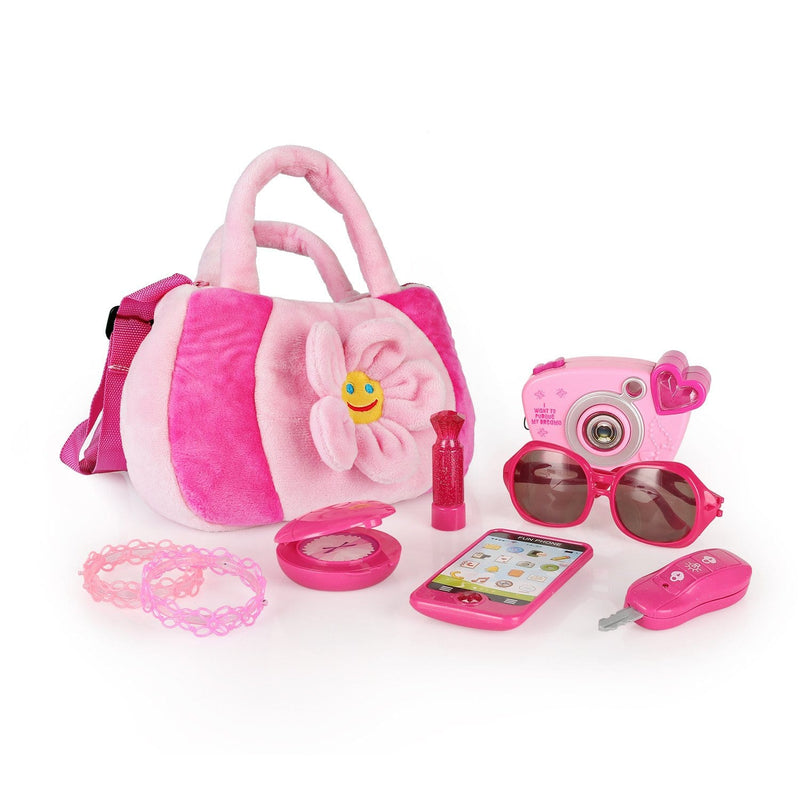 SainSmart Jr. Toddler Purse My First Purse with Pretend Play Set for Princess 9 PCS Pink