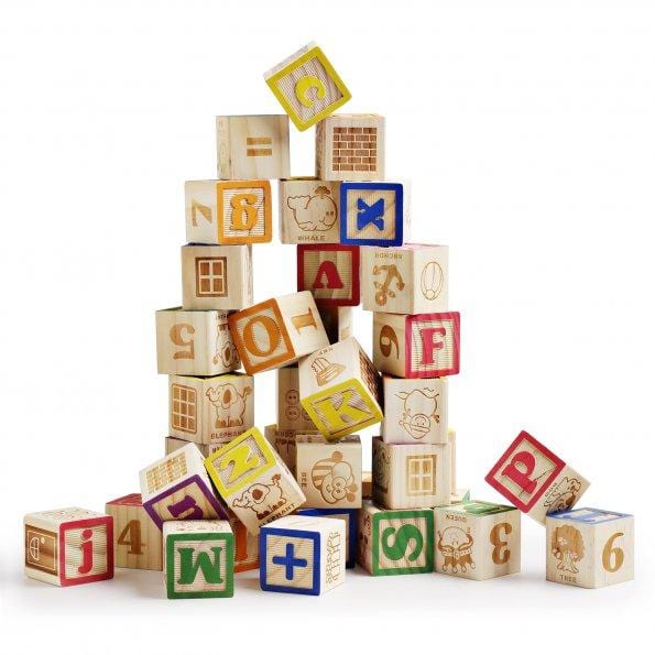 Natural Wooden Alphabet Letter Blocks for Toddlers and Kids